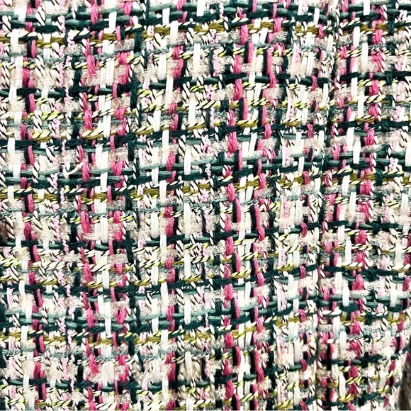 Ann Taylor Fringe Tweed Double Breasted Blazer Jacket sz: 4 S Pink Work Casual - Picture 4 of 6